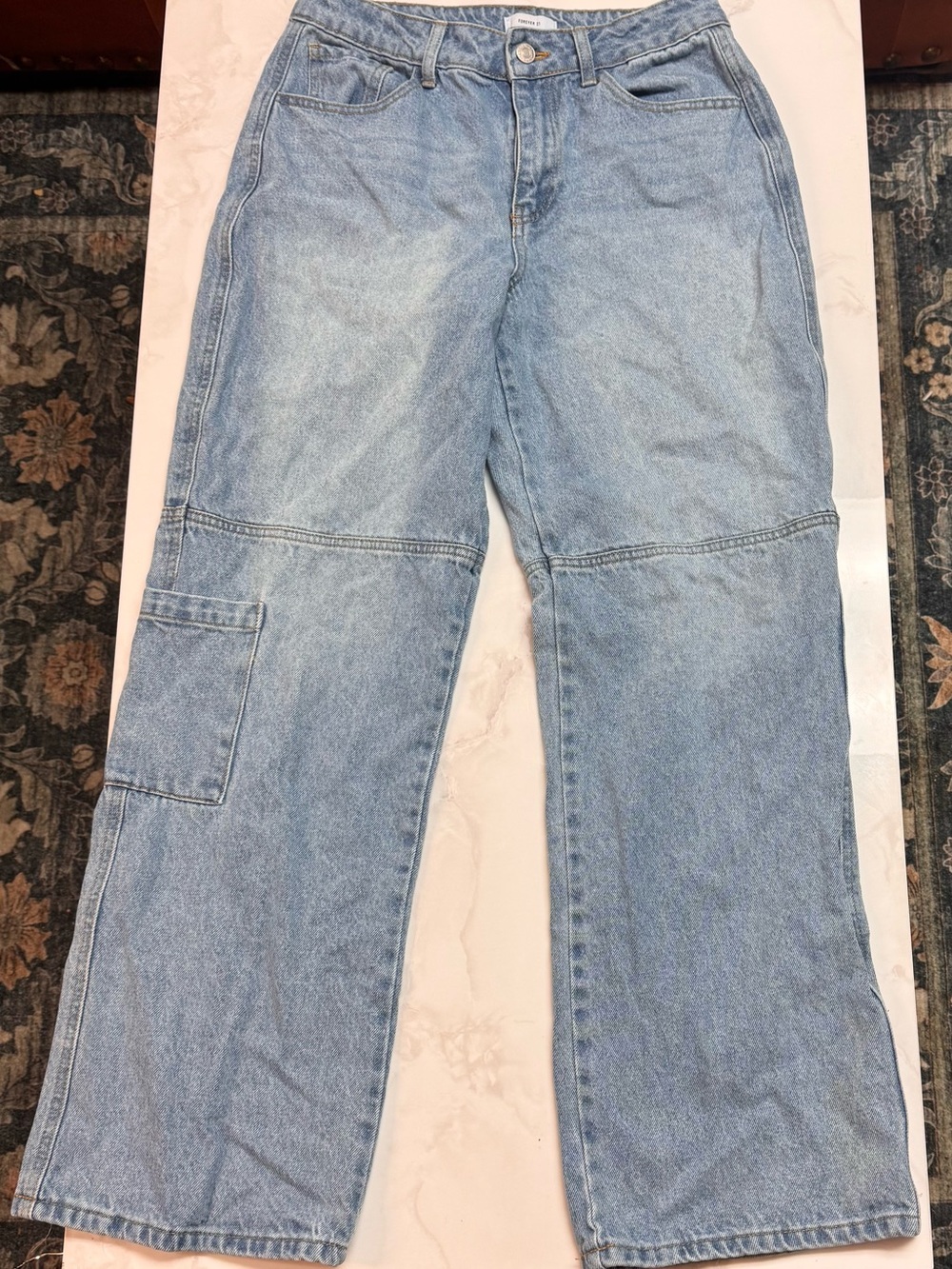 Forever 21 Light Blue Wide-Leg Jeans with Utility Pocket